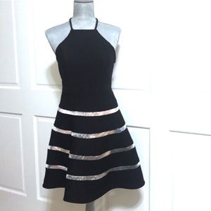 City Studio Fit and Flare Black And Nude Dress